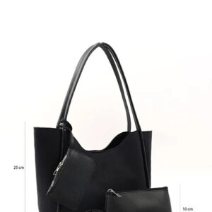 Black suede SHK108 women hand and shoulder bag with wallet makeup