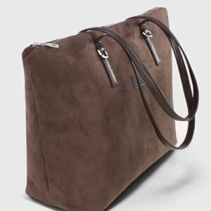 Brown Suede Shopper Bag for Women
