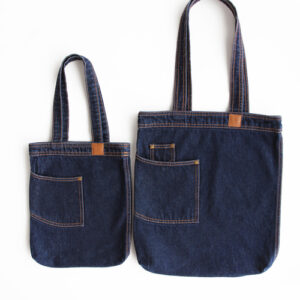 Matching denim tote bag set - one big & one small, DenimDeko