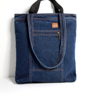 Zippered Denim Tote Bag, Heavyweight shopper, Street style, DenimDeko