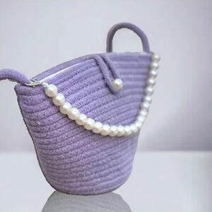 Women lilac pearl design shoulder bag elegant daily handbag